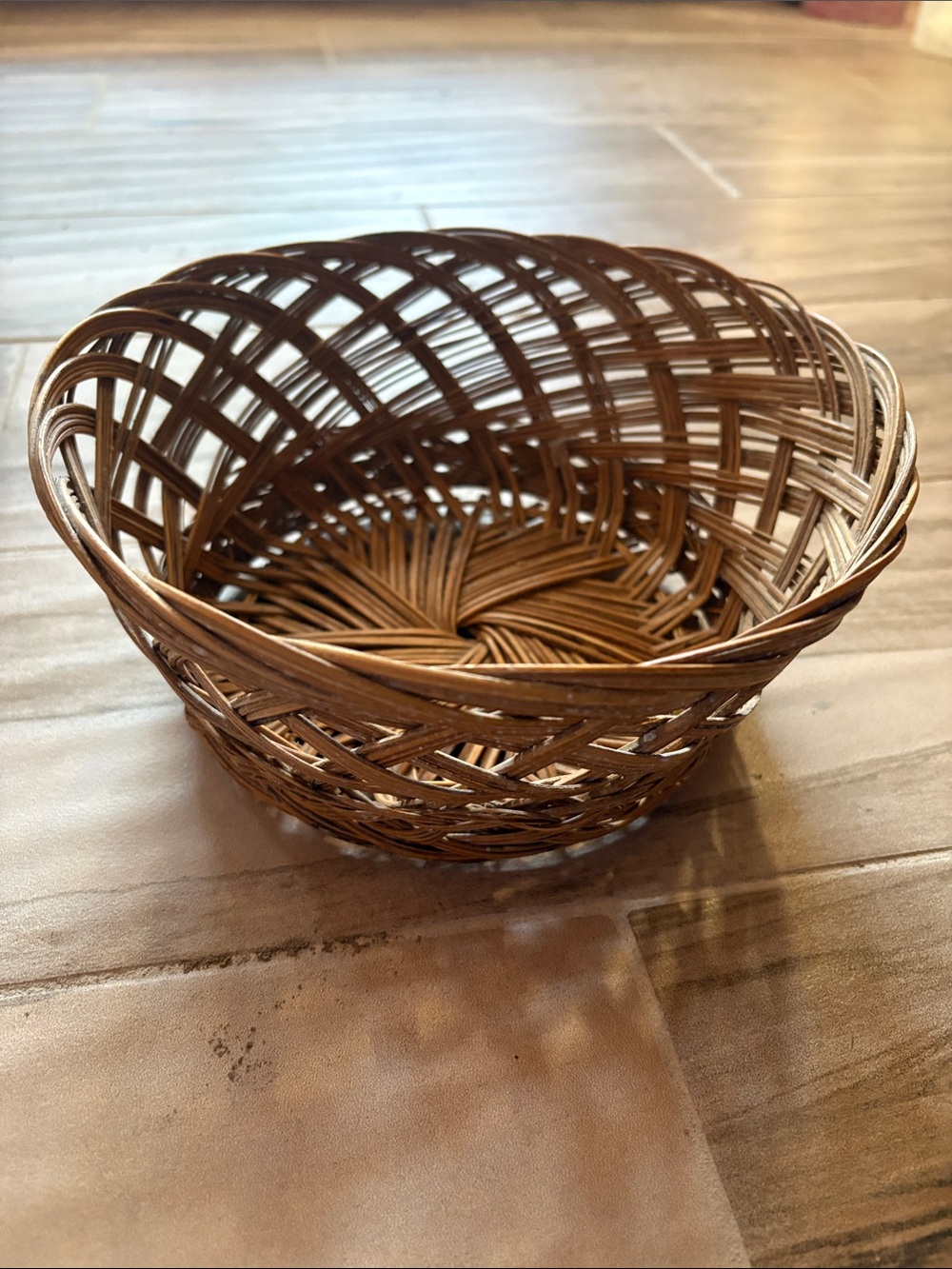 Handwoven Brown Wicker Decorative Basket - Natural Home Accent